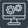 computer with cogwheels icon